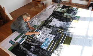 Lappverk. Jacquardvävt textilt collage, Katthammarsviks äldreboende 2015 © Petter Hellsing