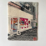 Daikanyamacho, Shibuya-ku, Tokyi. Handtuftad ullmatta för vägg