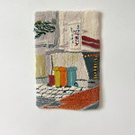 Kamiyamacho, Shibuya-ku, Tokyo. Handtuftad ullmatta för vägg