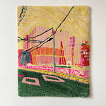 Kamezawacho, Sumida-ku, Tokyo. Handtuftad ullmatta för vägg