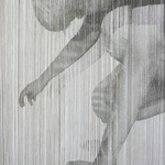 Sökare, detalj. Screentryck på trådar i två lager. Foto: Maria Hägglund © Maria Hägglund