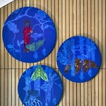 "Mellan himmel och hav" konstnärlig gestaltning för Lindbackens skolas matsal 2019 © Carina Marklund