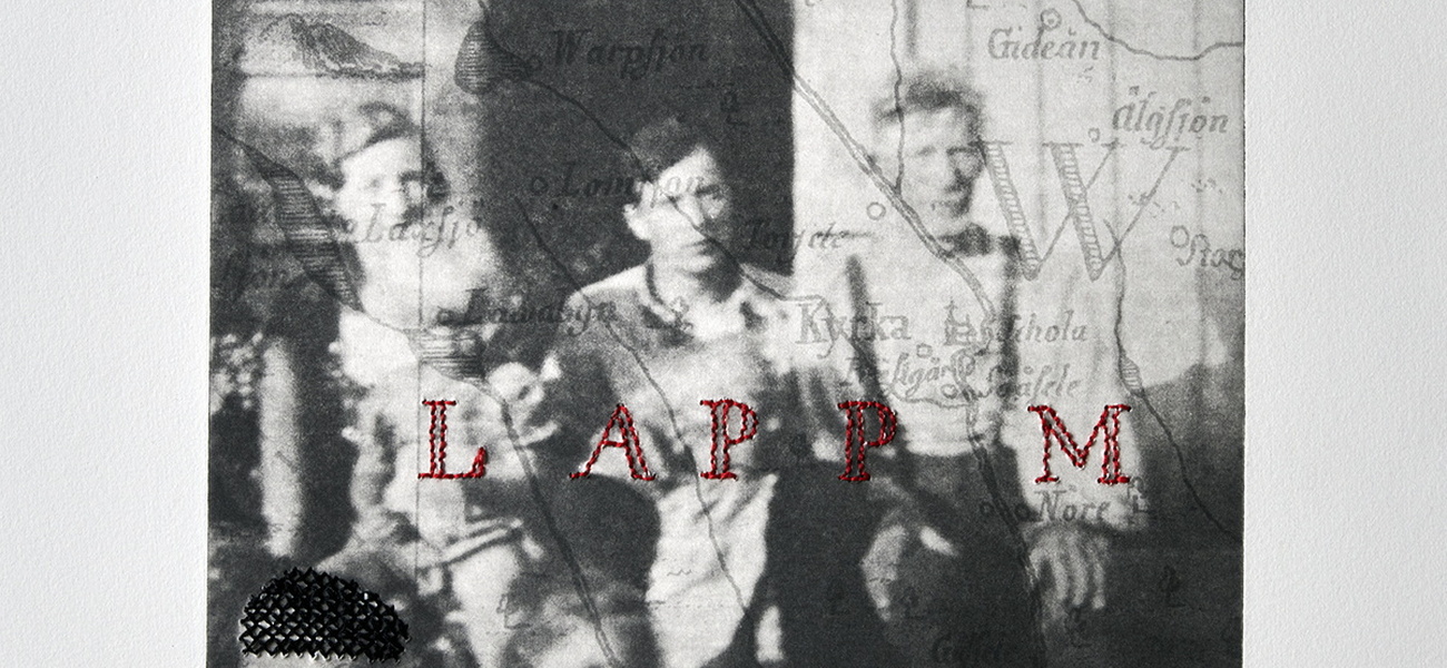 Ahtjie/Pappa. Fotopolymergravyr och broderi 2023 © Emma Göransson